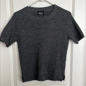 Zara Gray Fitted Ribbed Short Sleeve T-Shirt